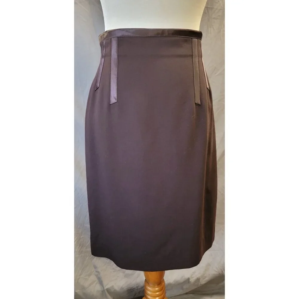 VINTAGE BROWN ESCADA PENCIL SKIRT size 42 -us size 6 - Picture 4 of 7